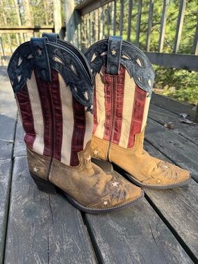 Patriotic Larado Women’s Genuine Leather Western Cowboy Boots